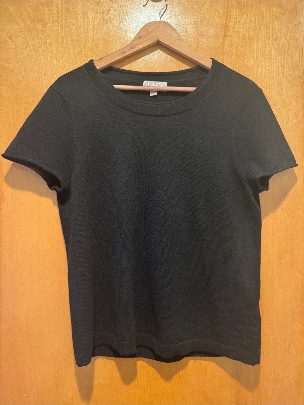 J. Crew Black Short-Sleeve Cashmere Tee. Size L.